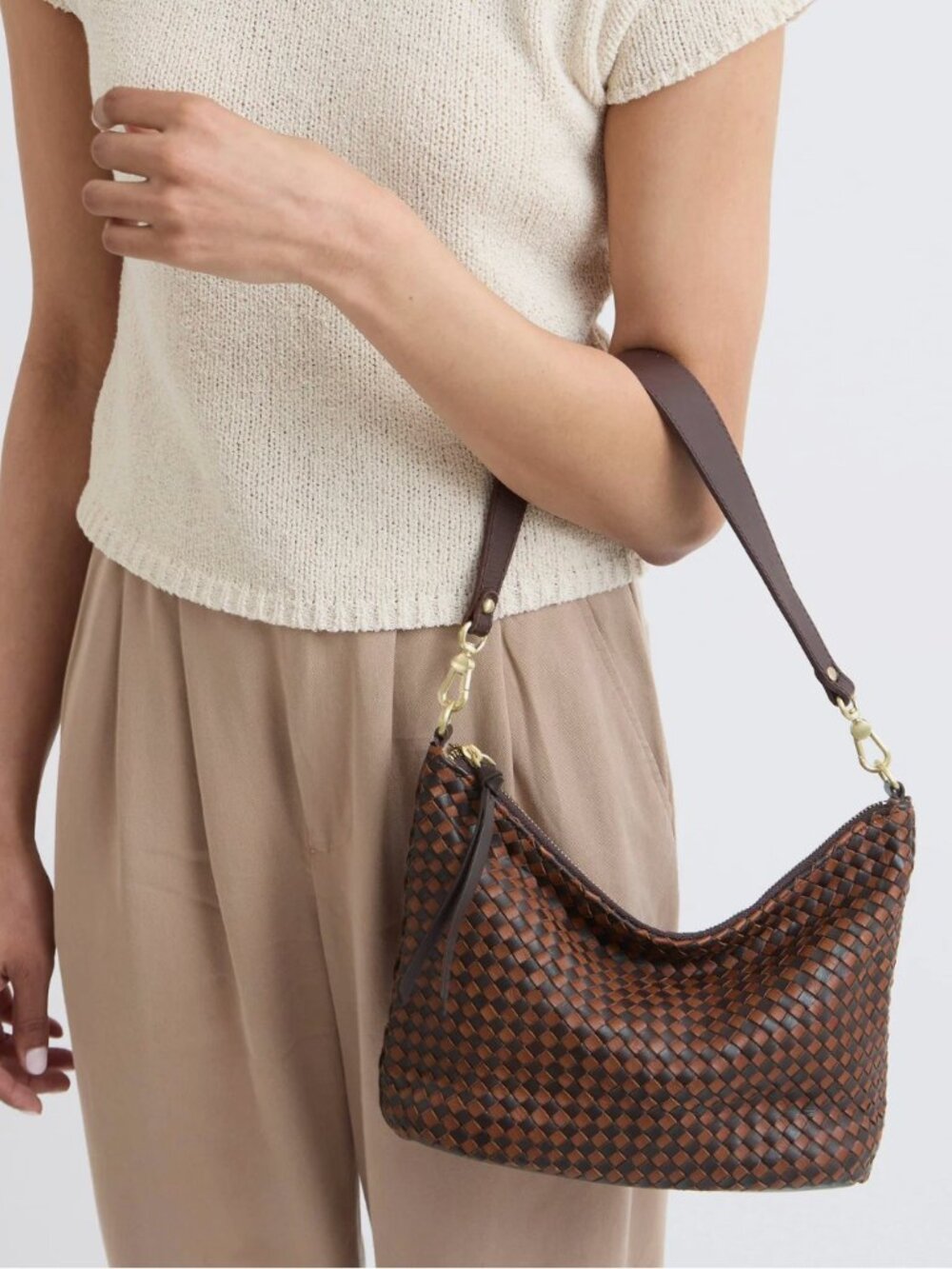 Juniper Small Hobo Shoulder Bag in Woven Leather - The Sak